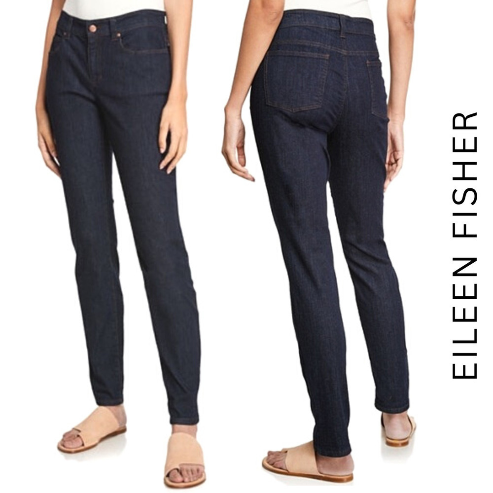 Eileen Fisher Women's Skinny Jeans - Dark Blue Mid-rise